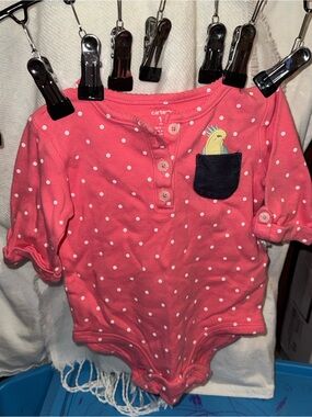 Carter's Hot Pink Infant Onesie with Polka Dot Detail